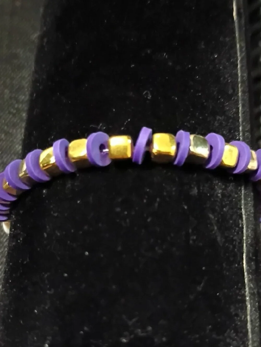 Personalized 'FEAR NOT' White Letter Bead Bracelet with Purple Accents